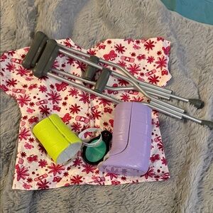 American Girl Doll Hospital Set with Purple Cast